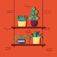 무료 벡터 장식 집 식물 인테리어 디자인