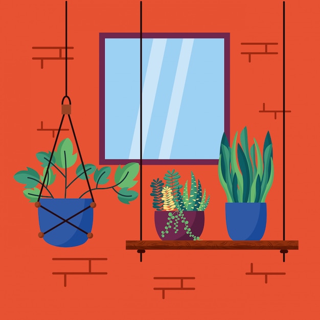 Free vector decorative house plants interior design