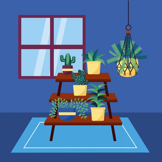 Free vector decorative house plants interior design