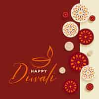 Free vector decorative indian style happy diwali festival card design