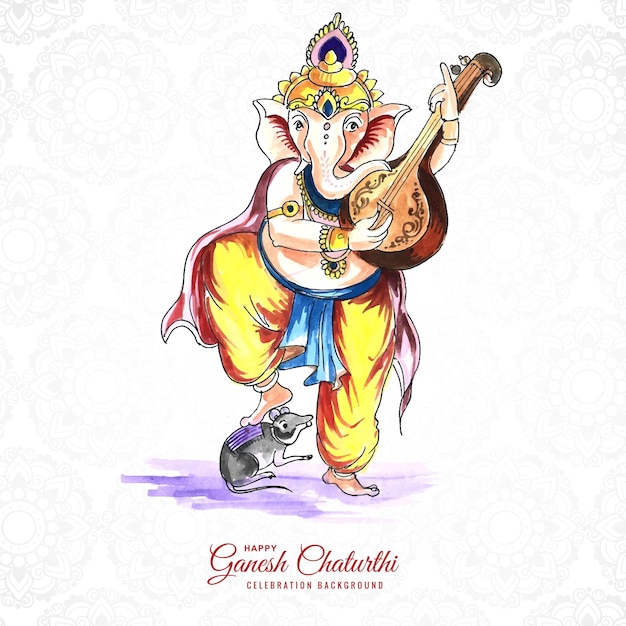 Ganesh chaturthi 카드를 위한 장식적인 군주 코끼리