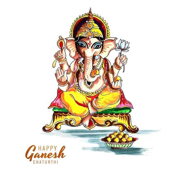 Decorative lord ganesha for ganesh chaturthi card