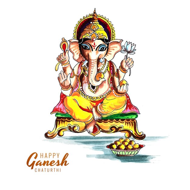 ganesh chaturthi 카드를 위한 장식적인 군주 코끼리