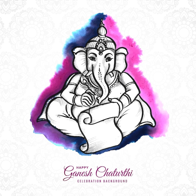 Decorative lord ganesha for ganesh chaturthi card