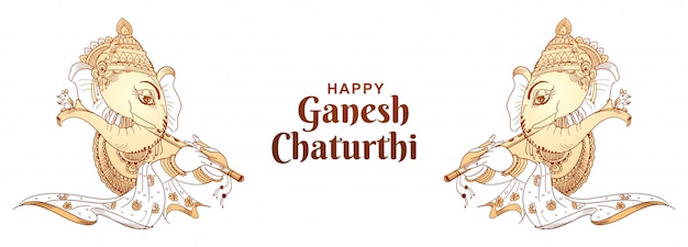 Ganesh chaturthi 축제 배너 디자인을위한 장식 주 님 코끼리