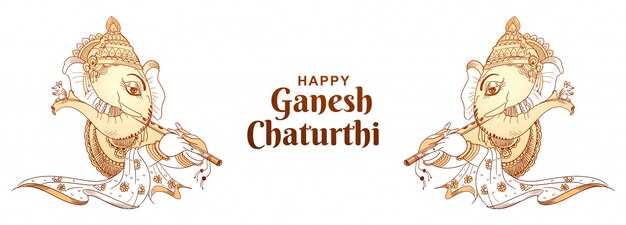 Decorative lord ganesha for ganesh chaturthi festival banner design