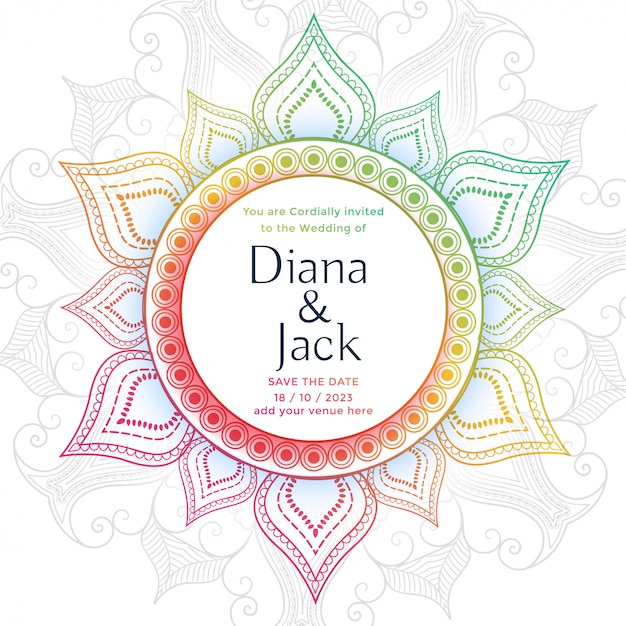 Decorative mandala wedding card design template