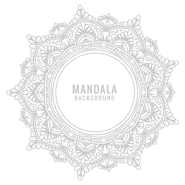 Mandala decorativo con colore grigio su sfondo bianco