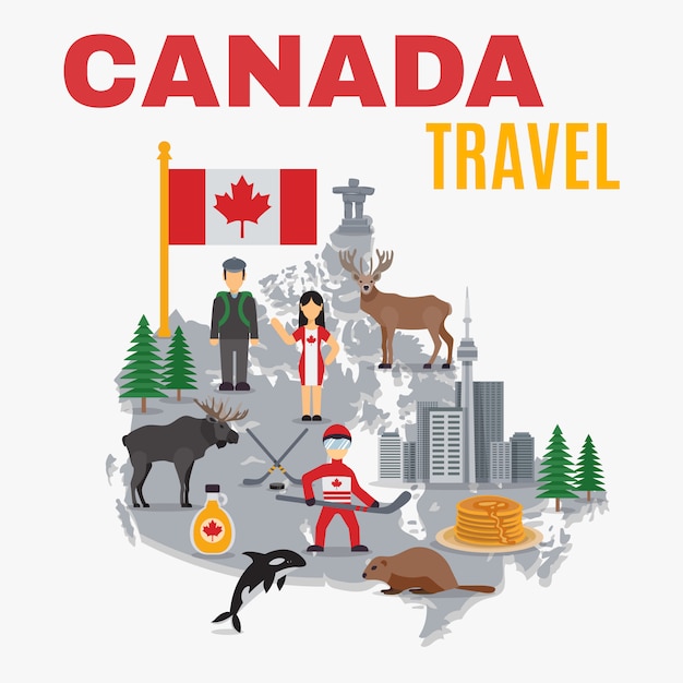 Free vector decorative map canada poster