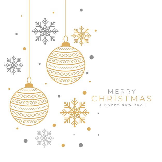 Decorative merry christmas background with bauble and snowflake