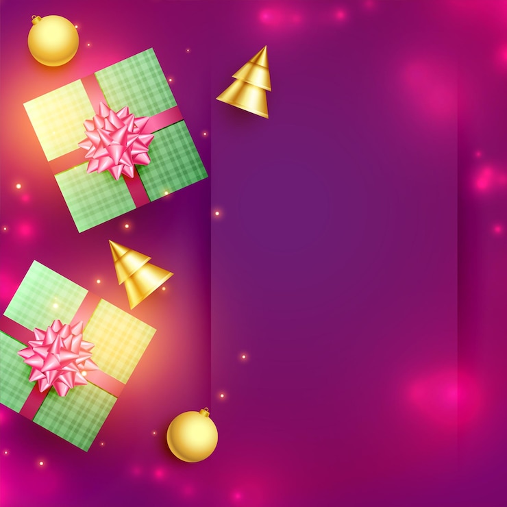 Free Vector decorative merry christmas background with giftbox vector illustration