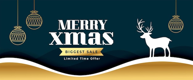 Free vector decorative merry christmas invitation wallpaper with biggest sale offer vector