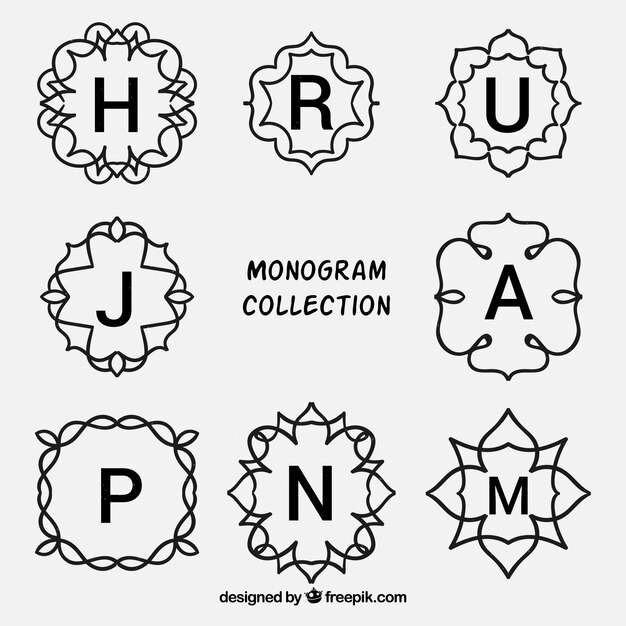 Декоративные монограммы набор инициалов