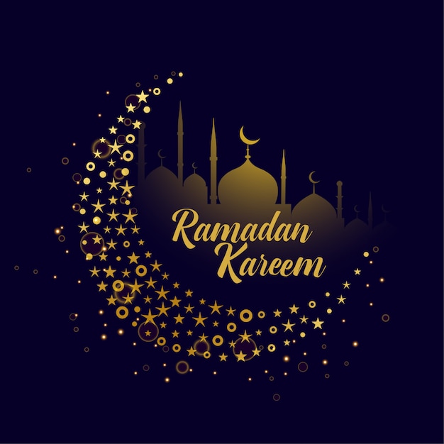 Vettore gratuito fondo decorativo del kareem del ramadan di progettazione della luna