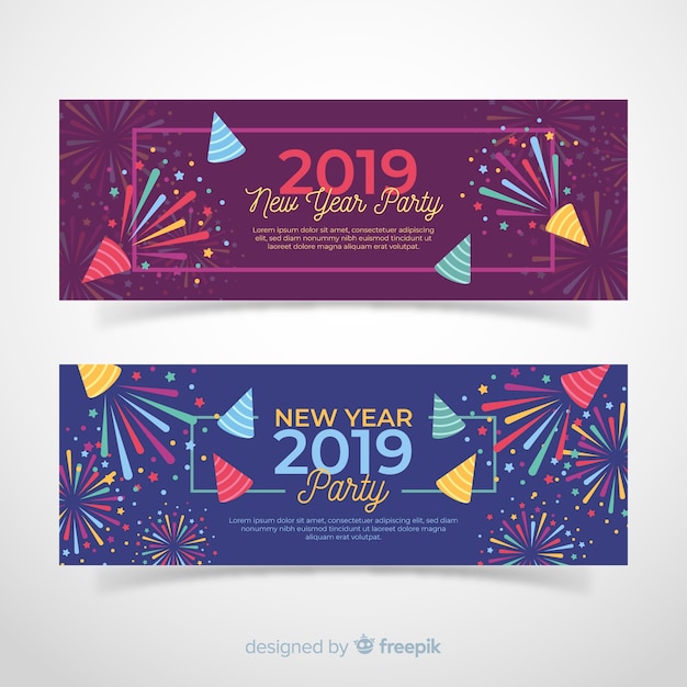 Free vector decorative new year 2019 banners