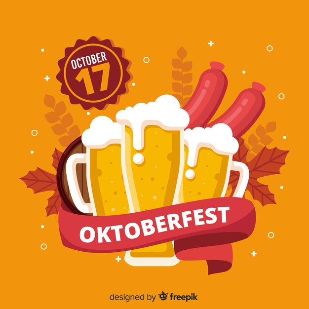 Decorative oktoberfest background flat design