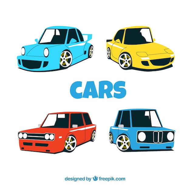 Free vector decorative pack of colored cars