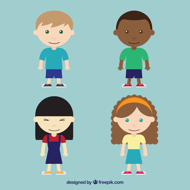 Decorative pack of four flat kids