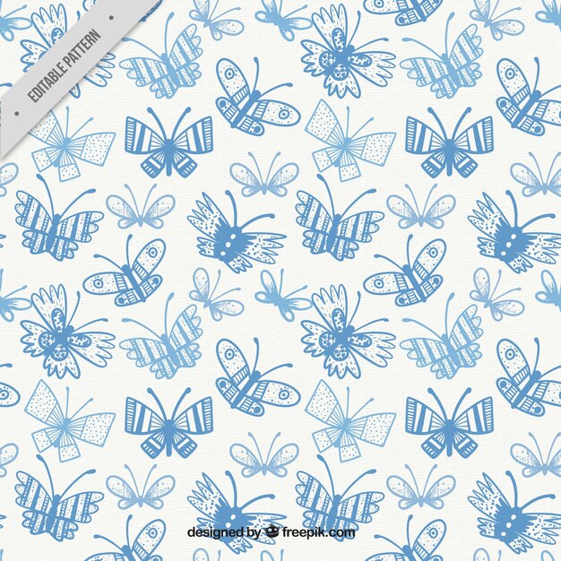 Decorative pattern of blue butterflies