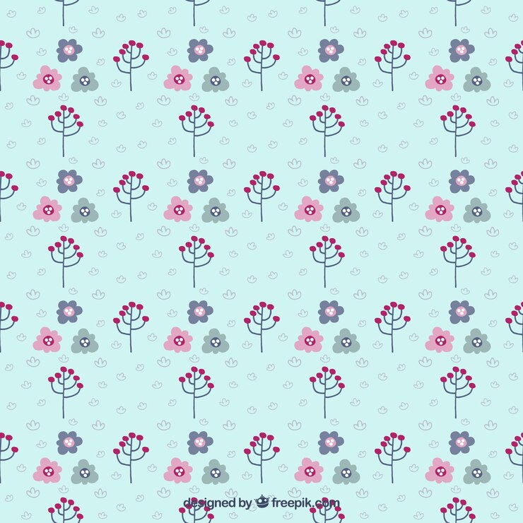 Free Vector decorative pattern of hand drawn flowers