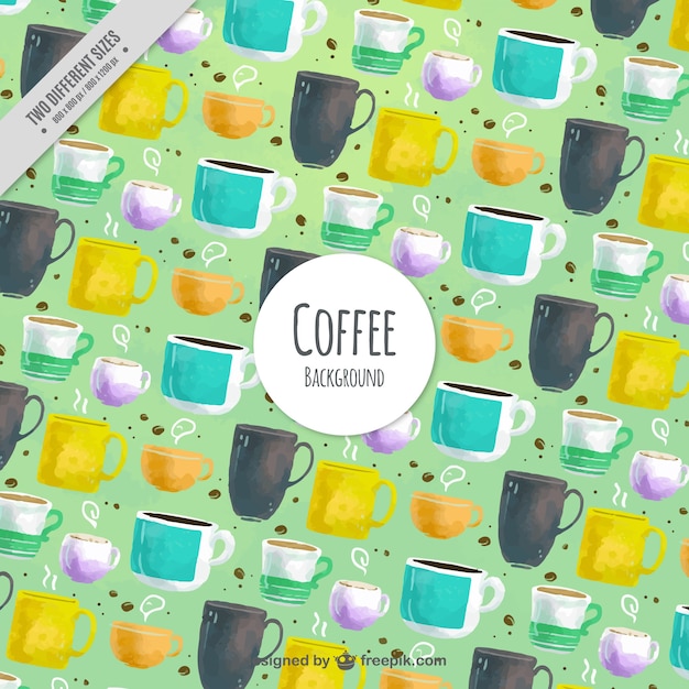 수채화 커피 잔의 장식 패턴