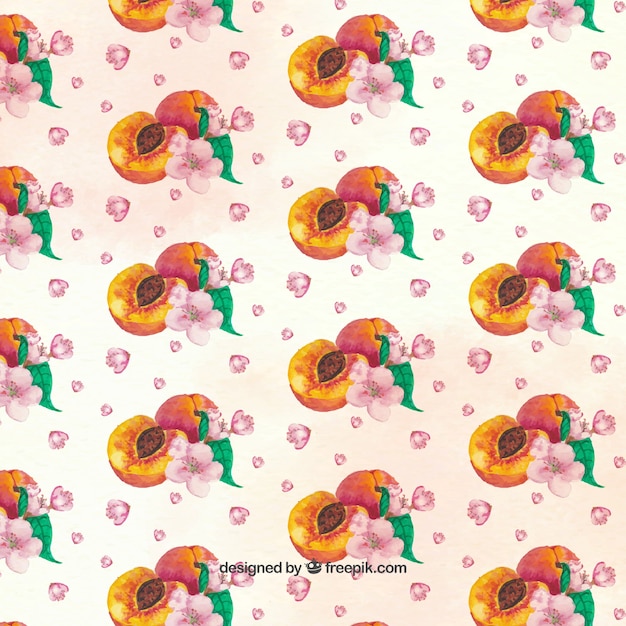 Decorative pattern of peaches and pink flowers