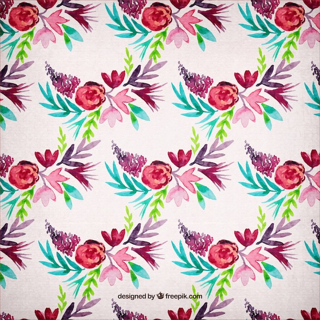 Free vector decorative pattern of roses and watercolor leaves