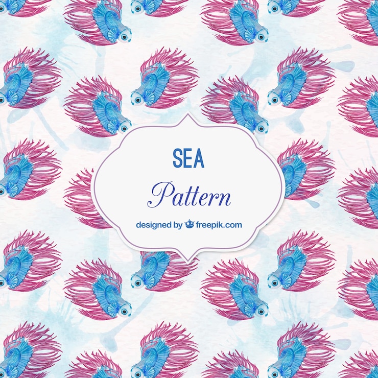Free Vector decorative pattern of watercolor fishes