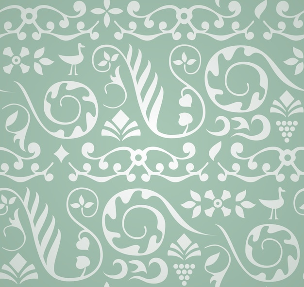 Free vector decorative pattern with birds and elements of plants