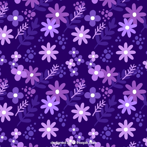 青と紫の花と装飾的なパターン