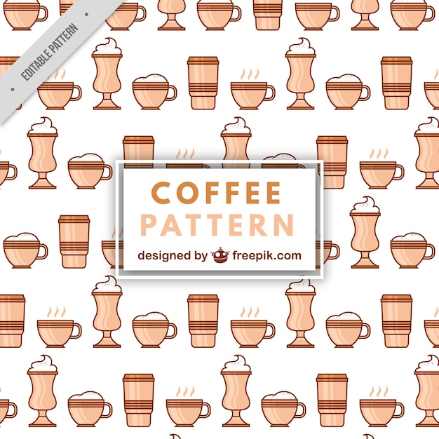 Free vector decorative pattern with coffee mugs