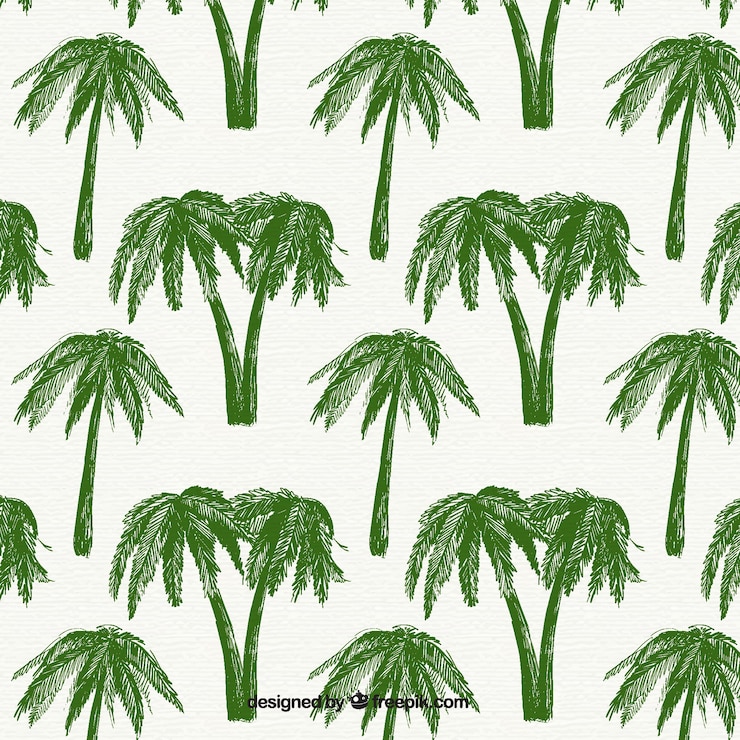 Free Vector decorative pattern with green palm trees