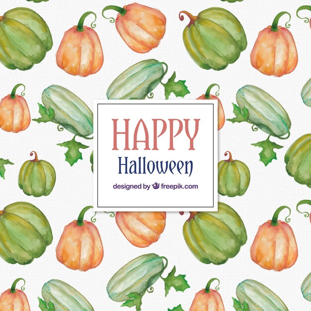 Decorative pattern with watercolor halloween pumpkins