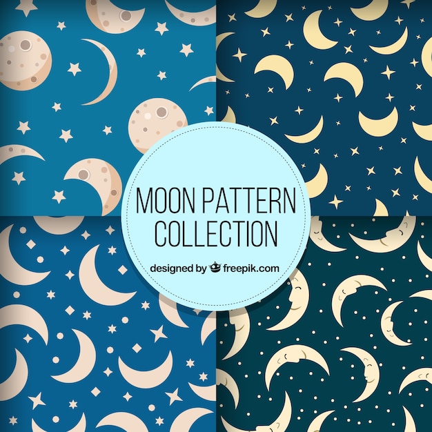 Free vector decorative patterns of different moons