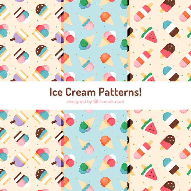 Декоративные образцы мороженого в плоском дизайне