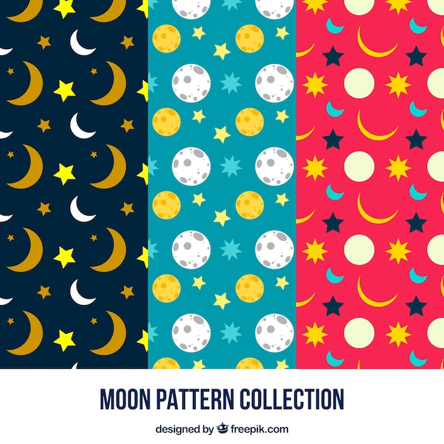 Free vector decorative patterns of moon and stars