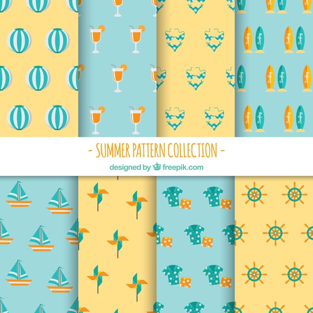 Free Vector decorative patterns with summer elements