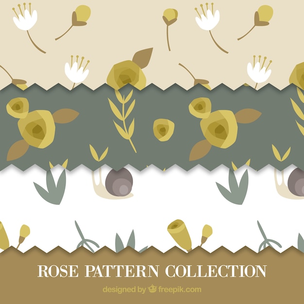 Decorative patterns with vegetation and snails