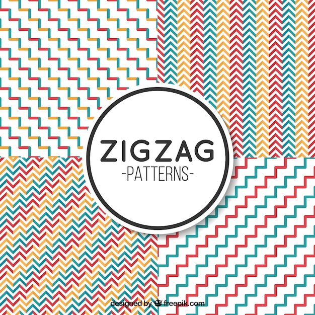 Free vector decorative patterns of zig-zag lines