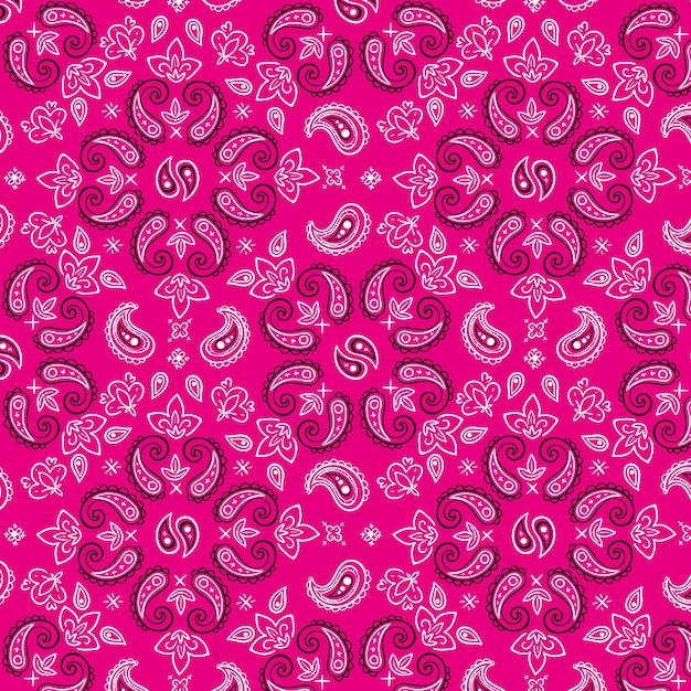 無料ベクター 装飾的なピンクのペイズリーバンダナパターン