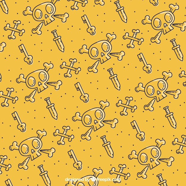 Free vector decorative pirate pattern with skulls and keys