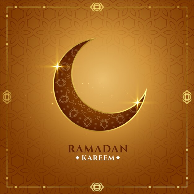 Decorative ramadan kareem golden moon background 
