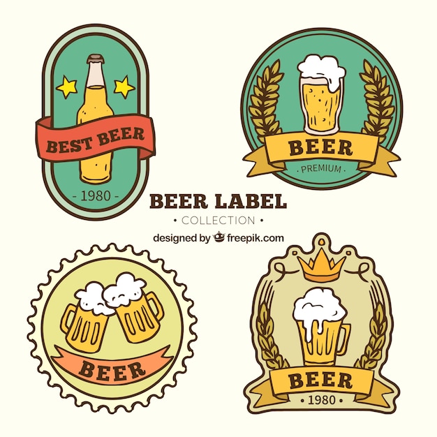 Free vector decorative retro beer stickers