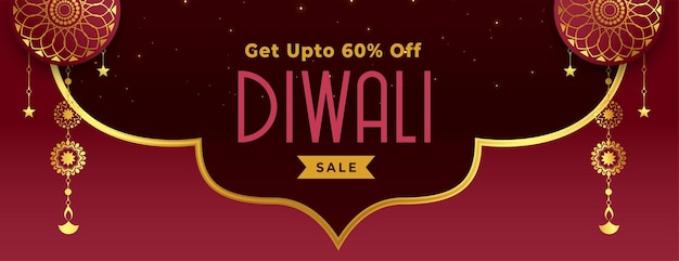 Decorative shubh diwali sale and offer banner vector design