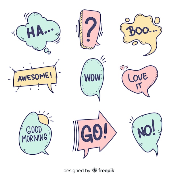 Free vector decorative speech balloons with different expressions