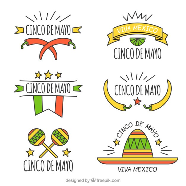 Free vector decorative stickers with traditional mexican elements