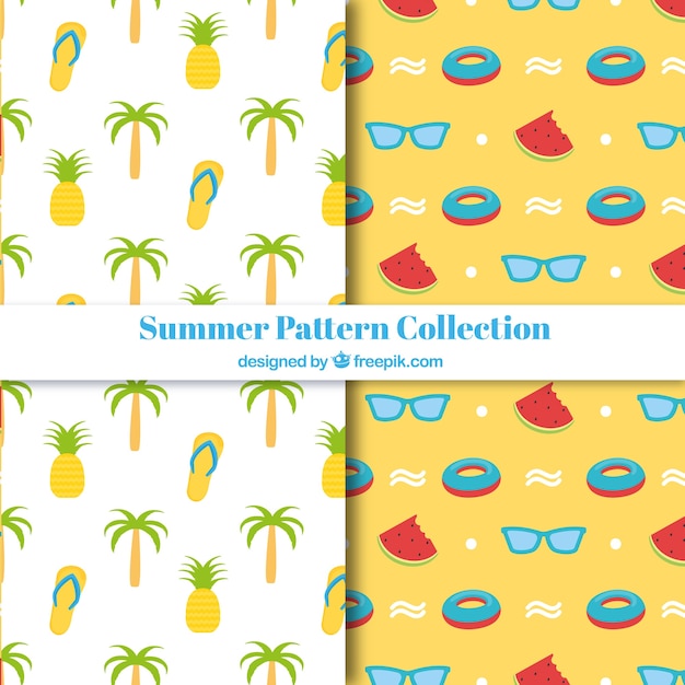 Free Vector decorative summer patterns with tasty fruits