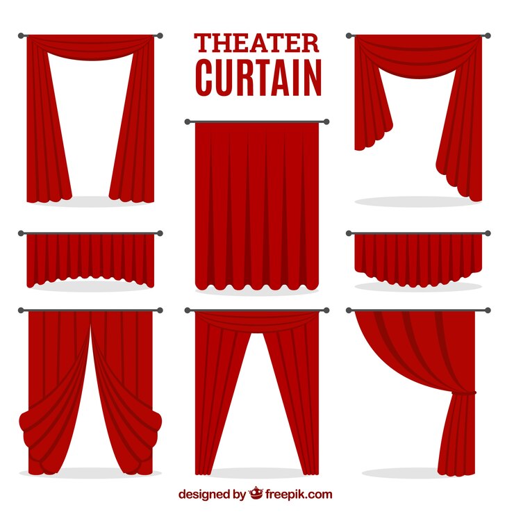 Free Vector decorative theater curtain set