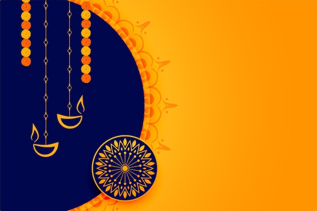 Free vector decorative traditional diwali background with text space