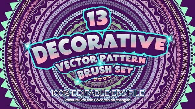 Decorative vector pattern brush set